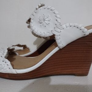 Jack Rogers White and Brown Sandals with Perforated Design